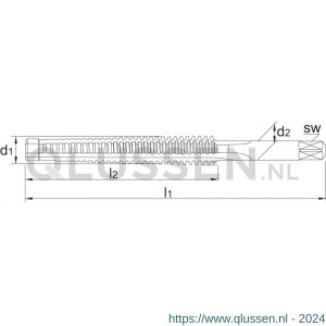 Phantom 25.950 HSS-E machinetap Trapezium voor doorlopende gaten TR28x5 mm 25.950.2805