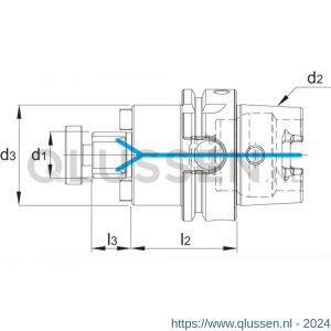 Phantom 82.267 DIN 6357 opsteekfreeshouder voor frezen met dwarsspiebaan HSK-A volgens DIN 69893 HSK63A 16 mm L160 mm 82.267.6166