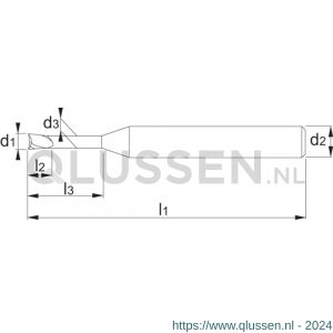 Phantom 32.275 VHM precisie HSC schachtfrees 2-snijder TiAlN-B 45-70 HRc 4x6x12 mm 32.275.4000