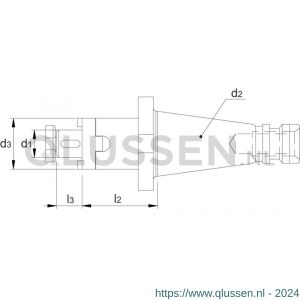 Phantom 82.323 DIN 6358 Combi-opsteekfreeshouder voor frezen met langs- en dwarsspiebaan SK volgens DIN 2080 SK30 27 mm L35 mm 82.3233027