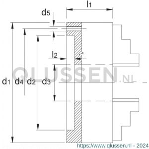 Bison 85.510 DIN 6350 zelfcentrerende vier-klauwplaat staal type 3704 100 mm 85.510.0100