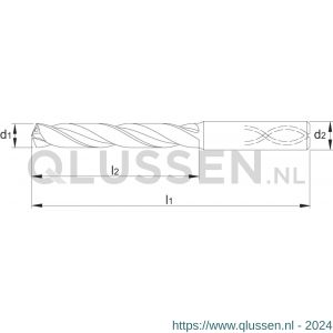 Phantom 11.274 UNI VHM spiraalboor DIN 6537-L 5xD met koelkanaal TiAlN Whistle notch (DIN 6535-HE) 69 mm 11.274.0690