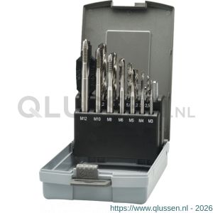 International Tools 29.195 Eco Pro HSS-E set machinetappen DIN 371/6 (combinatie) 22.195-22.196 M3-M12 en 11.420 25-10,2 mm en 81.905 nummer 15 29.195.2250
