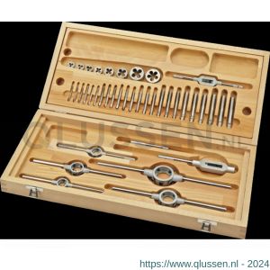 International Tools 29.120 Eco Pro set draadsnijden in houten cassette UNC 1/4-1 inch 29.120.0004