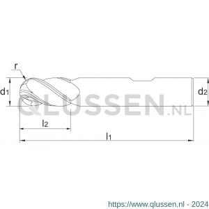 Phantom 36.345 VHM radiusfrees 4-snijder lang AlTiN-X roestvaststaal 8x19 mm 36.345.0800