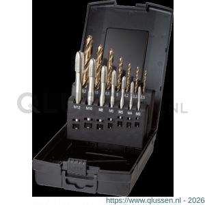 International Tools 29.195 Eco Pro HSS-E set machinetappen DIN 371/6 (combinatie) 22.195-22.196 M3-M12 en 11.490 25-10,2 mm 29.195.2500