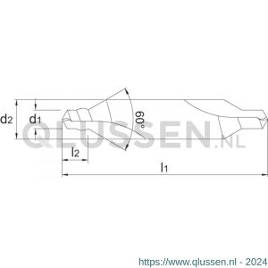 Phantom 15.200 HSS centerboor DIN 333-W met kraag 60 graden 63x20 mm 15.200.6320