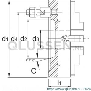 Bison 85.602 ISO 702-3 (DIN 55027) onafhankelijke vier-klauwplaat gietijzer type 4334 C6 315 mm 85.602.3106
