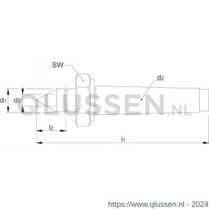 International Tools 85.150 Eco Pro vast center met HM-punt 60 graden met afdrukmoer MK 3 85.150.0300