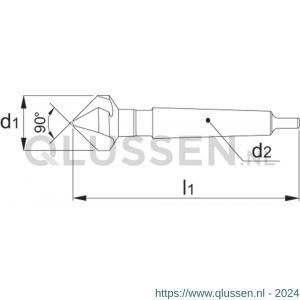 Phantom 42.570 HSS-E verzinkboor DIN 335-D 90 graden 3 snijkanten MK 2 35 mm 42.570.3500