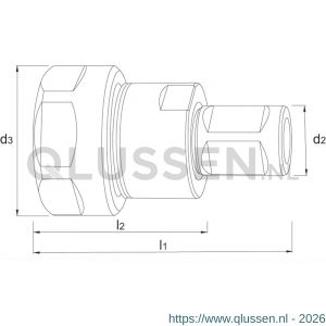 Phantom 62.350 spantanghouder voor kernboormachine diameter 19 Weldon -> ER 25 62.350.1925