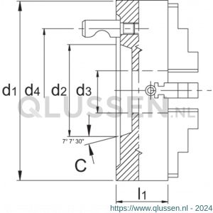 Bison 85.603 ISO 702-2 (DIN 55029) onafhankelijke vier-klauwplaat gietijzer type 4344 C8 315 mm 85.603.3108