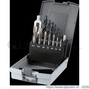International Tools 29.190 Eco HSS set machinetappen DIN 352 (combinatie) 22.190 M3-M12, 11.416 25-10,2 mm en 81.900 nummer 15 29.190.2250