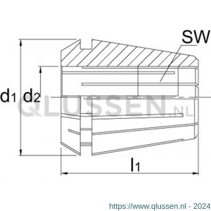 Phantom 82.885 DIN 6499-A spantang ER 25G 430G voor tappen 15 µm 7 mm 82.885.0700