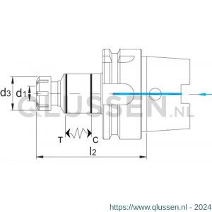 Phantom 81.687 synchro taphouder DIN 6499-C HSK-A volgens DIN 69893 voor ER spantangen (met vierkant) HSK100A ER25 81.687.1002