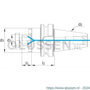 Phantom 82.266 DIN 6357 opsteekfreeshouder voor frezen met dwarsspiebaan BT volgens MAS 403 BT BT50 32 mm L160 mm 82.266.5326