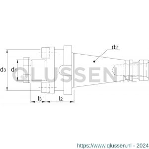 Phantom 82.253 DIN 6357 opsteekfreeshouder voor frezen met dwarsspiebaan SK volgens DIN 2080 SK40 40 mm L30 mm 82.253.4401