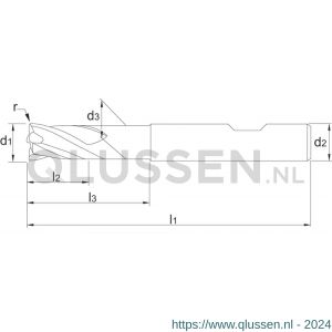 Phantom 34.316 HP2 UNI VHM vari-frees 4-snijder 2xD/3xD AlCrN snijkantradius 3x6x9 mm R1 34.316.0310