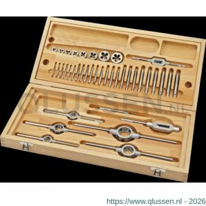 International Tools 29.120 Eco Pro set draadsnijden in houten cassette MF6x075-MF20x15 29.120.0007
