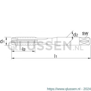 Phantom 24.125 HSS machinetap ISO 529 UNC voor doorlopende gaten nummer 10-24 24.125.0482