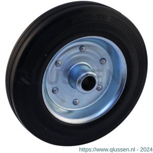 Protempo serie 02 transportwiel los stalen velg standaard zwarte rubberen band 200 mm glijlager 102.201.200.000