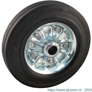 Protempo serie 02 transportwiel los stalen velg standaard zwarte rubberen band 200 mm glijlager 102.201.200.100