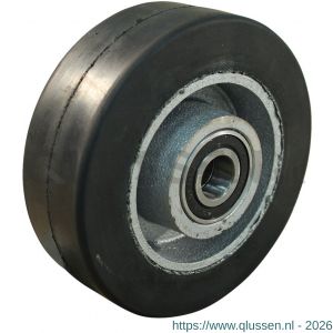 Protempo serie 04 transportwiel los gietijzeren velg zwarte volrubber band ± 75 shore A 125 mm kogellager 104.126.150.040