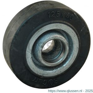 Protempo serie 04 transportwiel los gietijzeren velg zwarte volrubber band ± 75 shore A 250 mm kogellager 104.256.250.080