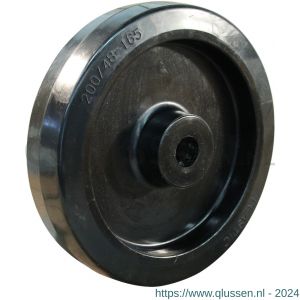 Protempo serie 07 transportwiel los zwarte PA velg zwarte elastische rubberen band ± 70 shore A 200 mm rollager 107.202.200.000