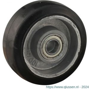 Protempo serie 10 transportwiel los aluminium velg zwarte elastische rubberen band ± 68 shore A 100 mm kogellager 110.106.150.040