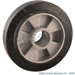 Protempo serie 10 transportwiel los aluminium velg zwarte elastische rubberen band ± 68 shore A 125 mm kogellager 110.126.200.051