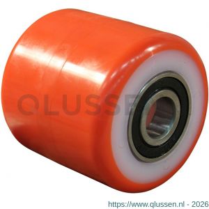 Protempo serie 37 transportwiel los witte PA kern rode PU band ± 92 shore A pallettruckrol 82 mm kogellager 137.826.250.100