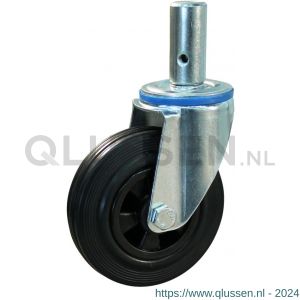 Protempo serie 01-12 zwenk transportwiel pen stalen gaffel PP velg standaard zwarte rubberen band 125 mm glijlager 201.121.125.027