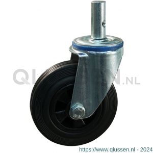 Protempo serie 01-12 zwenk transportwiel pen stalen gaffel PP velg standaard zwarte rubberen band 125 mm rollager 201.122.125.020