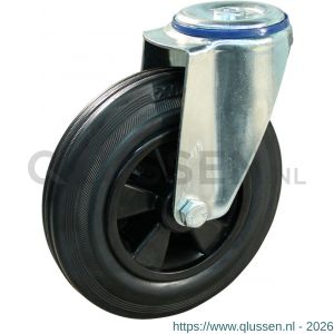 Protempo serie 01-12 zwenk transportwiel boutgat stalen gaffel PP velg standaard zwarte rubberen band 160 mm rollager 201.162.120.000