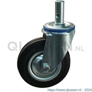 Protempo serie 02-12 zwenk transportwiel pen stalen gaffel stalen velg standaard zwarte rubberen band 125 mm 202.124.125.027