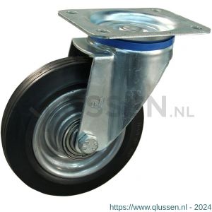 Protempo serie 02-12 zwenk transportwiel plaatbevestiging stalen gaffel wiel stalen velg standaard zwarte rubberen band 160 mm kogellager 202.166.126.000