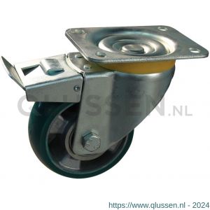 Protempo serie 03-16 zwenk transportwiel plaatbevestiging stalen gaffel aluminium velg PU band ± 75 shore A 200 mm kogellager 203.206.166.050