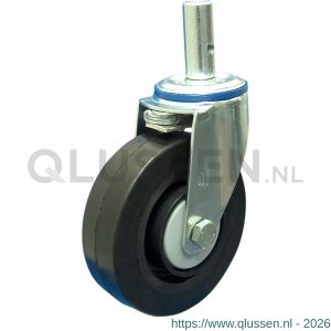 Protempo serie 07-12 zwenk transportwiel pen stalen gaffel zwarte PA velg zwarte elastische rubberen band ± 70 shore A 125 mm kogellager 207.126.125.027