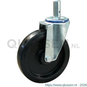 Protempo serie 07-12 zwenk transportwiel pen stalen gaffel zwarte PA velg zwarte elastische rubberen band ± 70 shore A 160 mm rollager 207.162.125.027