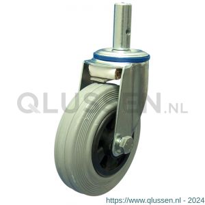 Protempo serie 11-12 zwenk transportwiel pen stalen gaffel PP velg standaard grijze rubberen band 125 mm glijlager 211.121.125.027