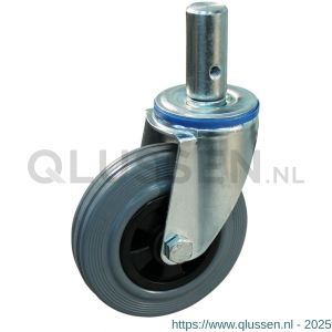 Protempo serie 11-12 zwenk transportwiel pen stalen gaffel PP velg standaard grijze rubberen band 125 mm rollager 211.122.125.027