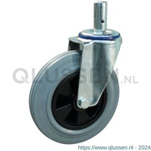 Protempo serie 11-12 zwenk transportwiel pen stalen gaffel PP velg standaard grijze rubberen band 160 mm rollager 211.162.125.027