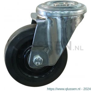 Protempo serie 16-29 zwenk transportwiel boutgat RVS gaffel hittebestendig Ditherm velg zwarte elastische rubberen band 100 mm kogellager 216.106.290.000