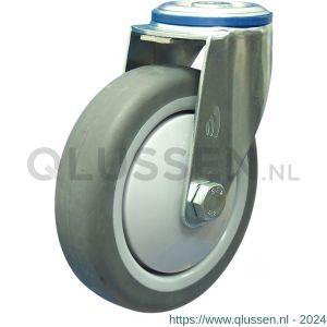 Protempo serie 19-12 zwenk transportwiel boutgat stalen gaffel PP velg grijze TPE band 125 mm kogellager 219.126.120.000