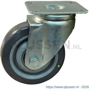 Protempo serie 20-19 zwenk transportwiel plaatbevestiging stalen gaffel PA velg grijze antistatische TPU band 125 mm kogellager 220.126.196.046