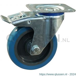 Protempo serie 21-12 zwenk transportwiel plaatbevestiging dubbele rem naloop stalen gaffel grijze PA velg rode TPU band 100 mm kogellager 221.106.126.532