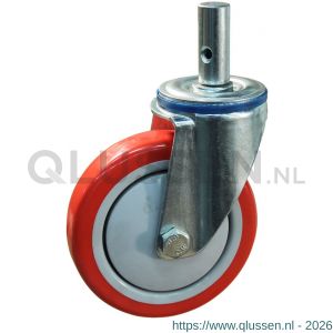 Protempo serie 21-12 zwenk transportwiel pen stalen gaffel grijze PA velg blauwe TPU band 125 mm kogellager 221.126.125.020