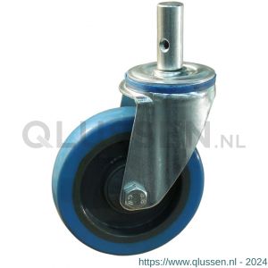 Protempo serie 21-12 zwenk transportwiel pen stalen gaffel grijze PA velg blauwe TPU band 125 mm kogellager 221.126.125.021