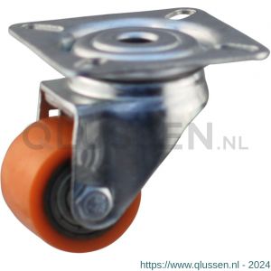 Protempo serie 28-23 zwenk transportwiel plaatbevestiging stalen gaffel gietijzeren velg PU band ± 94 shore A 35 mm kogellager 228.036.236.025